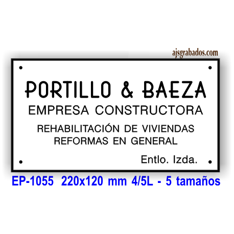 Placa grabada en formica