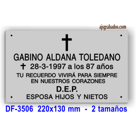 Placa para difuntos