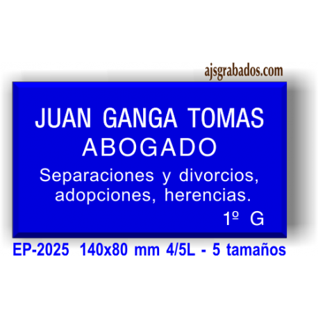 Placa grabada metacrilato