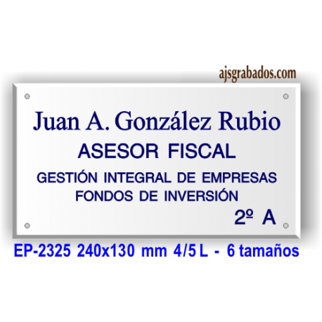 Placa grabada metacrilato