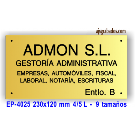 Placa grabada en aluminio