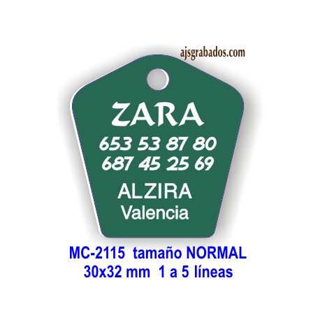 Placa mascotas 5 líneas