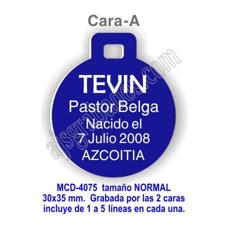 Placa mascotas DOBLE cara