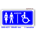 Placa señalización aseos
