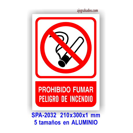 Señal PROHIBIDO fumar peligro de incendio