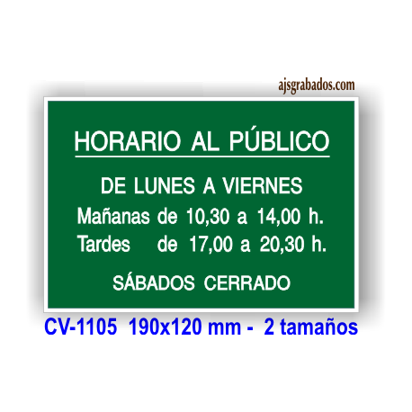 Placa horario grabado