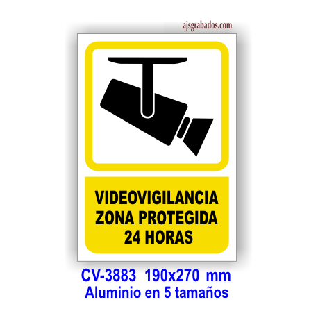 Placa videovigilancia zona protegida 24 horas