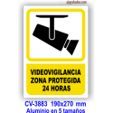 Placa videovigilancia zona protegida 24 horas