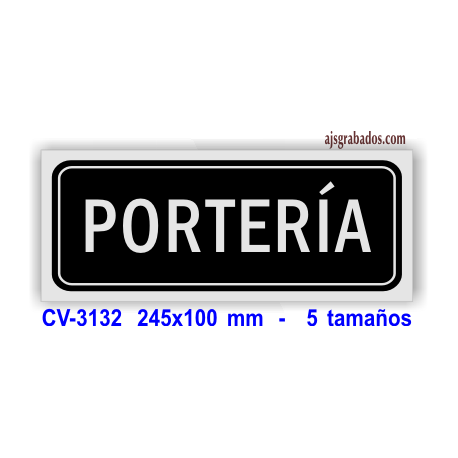 Placa PORTERÍA en aluminio plata mate