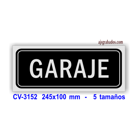 Placa GARAJE en aluminio plata mate