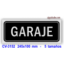 Placa GARAJE en aluminio plata mate