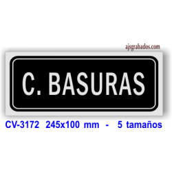 Placa CUARTO BASURAS en aluminio plata mate