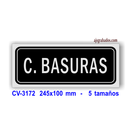 Placa CUARTO BASURAS en aluminio plata mate