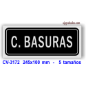 Placa CUARTO BASURAS en aluminio plata mate