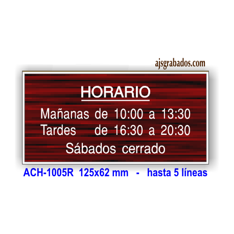 Placa HORARIO en formica