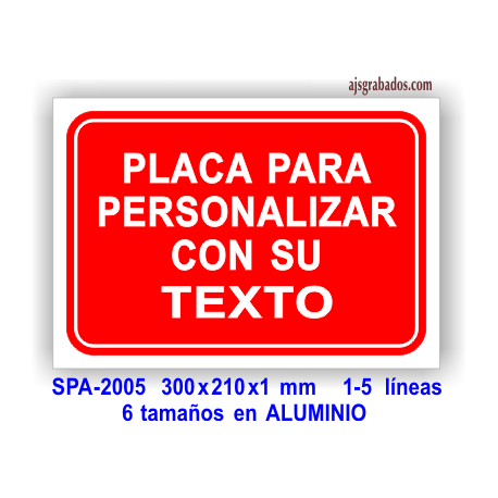 Placa para PERSONALIZAR con su texto