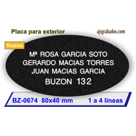 Placa ovalada de buzón para exterior