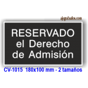 Placa R.D. de Admisión 