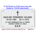 Placa para difuntos