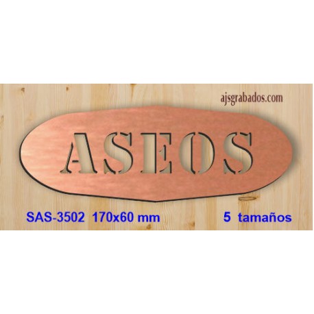 Placa grabada para aseos 