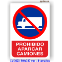 Placa prohibido aparcar camiones