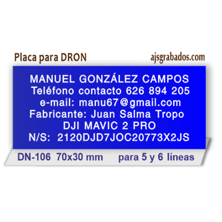 Placa grabada para DRON