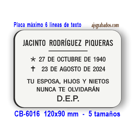 Placa para COLUMBARIOS