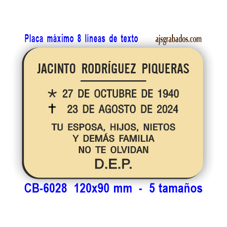Placa para COLUMBARIOS
