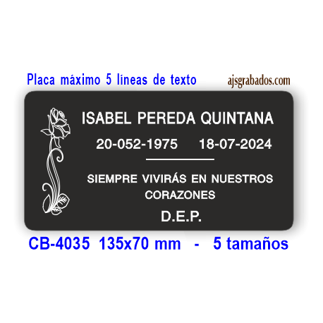 Placa para COLUMBARIOS