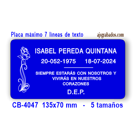 Placa para COLUMBARIOS
