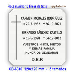 Placa para Nichos y Columbarios