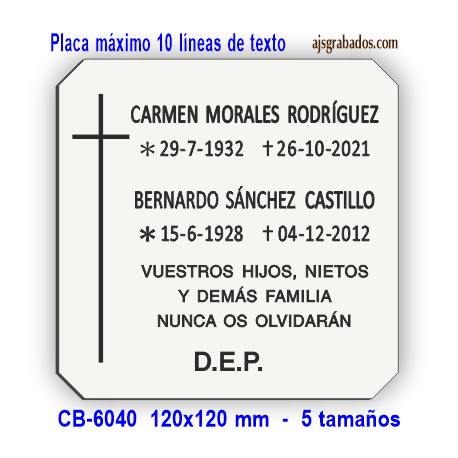 Placa para Nichos y Columbarios