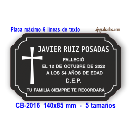Placa para Nichos y Columbarios