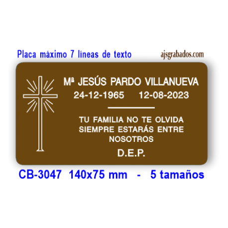 Placa para Columbarios y Nichos