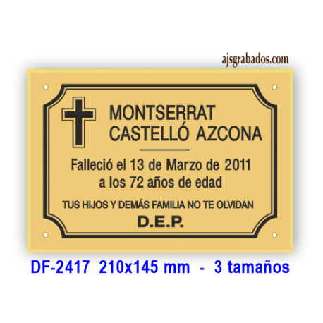Placa para difuntos