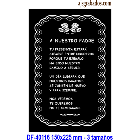 Placa grabada para poema a dinfunto 16 líneas