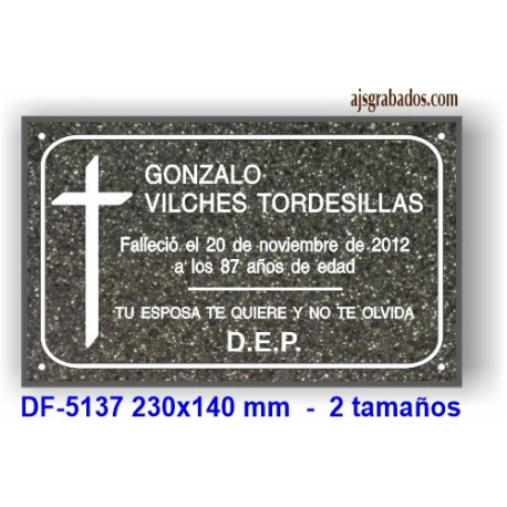Placa difuntos en granito acrílico