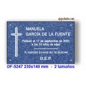 Placa difuntos en granito acrílico azul