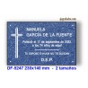 Placa difuntos en granito acrílico azul
