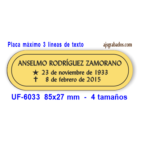 Placa para URNA funeraria