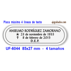 Placa URNA cenizas difunto