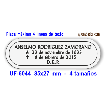 Placa URNA cenizas difunto