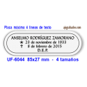 Placa URNA cenizas difunto