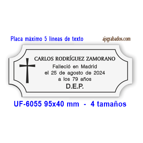 Placa para URNA cenizas