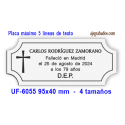 Placa para URNA cenizas
