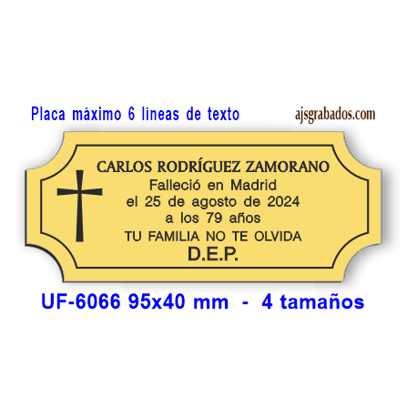 Placa para URNA fúnebre