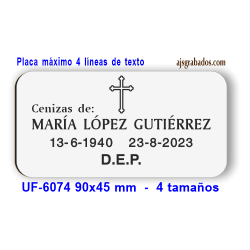 Placa para URNA cenizas