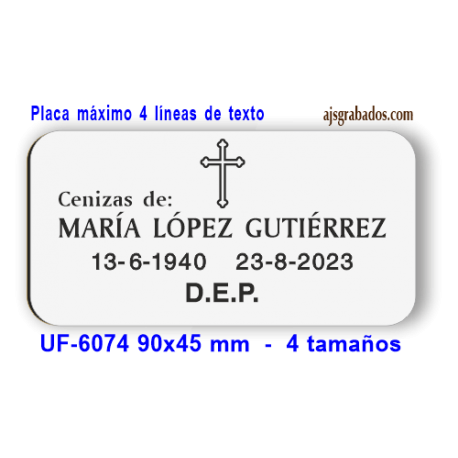 Placa para URNA cenizas