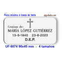 Placa para URNA cenizas