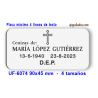 Placa para URNA cenizas
